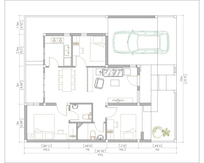 Desain rumah ukuran 10x12 meter