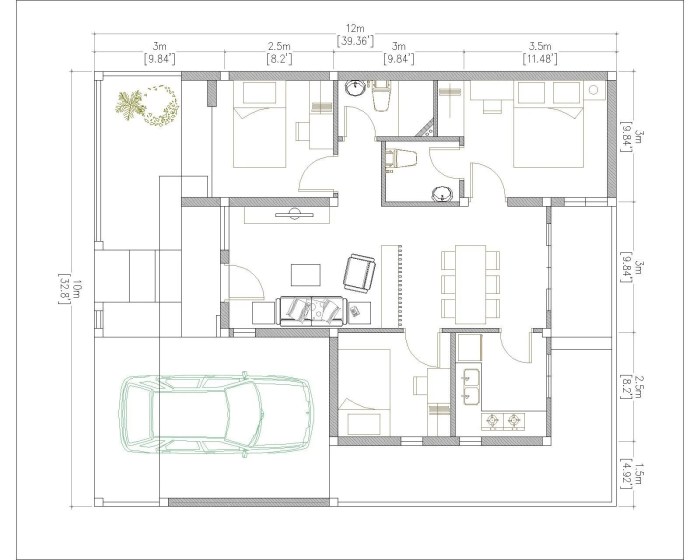 Desain rumah ukuran 10x12 meter