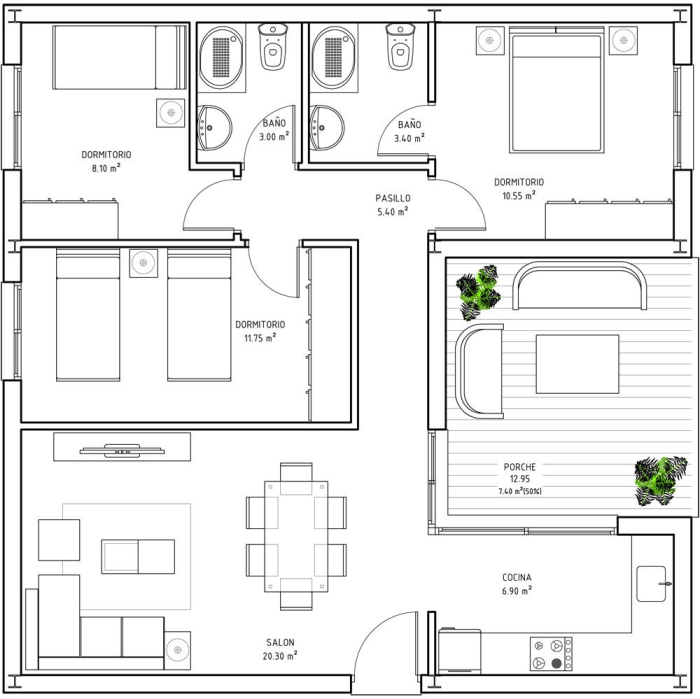 Desain rumah type 80 3 kamar tidur